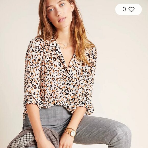 Anthropologie Cloth & Stone Luisa Leopard button down womens - Picture 2 of 12